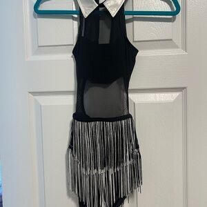 Weissman Black and White Fringe Dance Costume LC